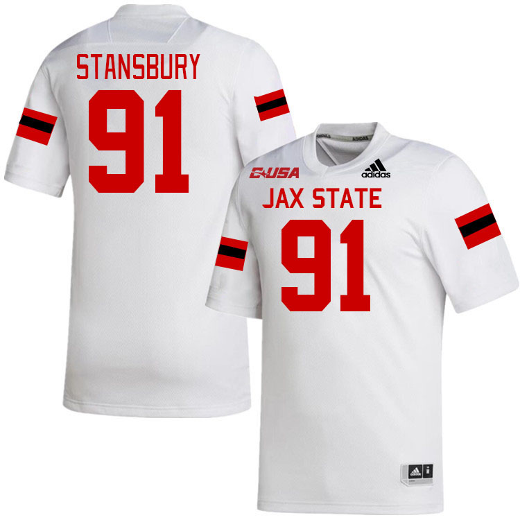 #91 Gharin Stansbury Jacksonville State Gamecocks College Football Jerseys Stitched-White